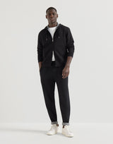 Cotton, cashmere and silk French terry double cloth trousers in black