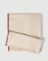 Sand Wool and cashmere diagonal scarf with striped edge