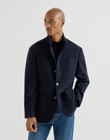 Lightweight water-resistant cashmere outerwear blazer - Navy