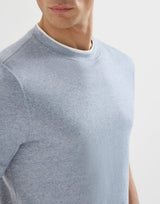 Linen and cotton jersey crew neck T-shirt - Slate