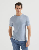 Linen and cotton jersey crew neck T-shirt - Slate