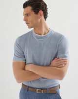 Linen and cotton jersey crew neck T-shirt - Slate