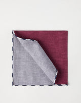 Silk pocket square with striped border