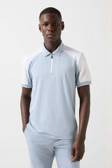Fabius functional short-sleeved top in Mist blue/white