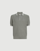 Olive Green Cotton textured rib knit polo