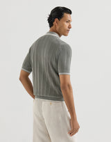 Olive Green Cotton textured rib knit polo