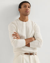 White Cotton textured rib lightweight sweater