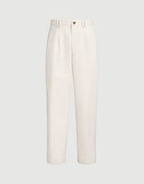 White Cotton and linen canvas trousers with pleat