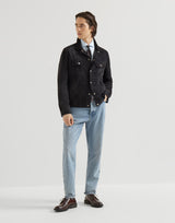 Suede four-pocket jacket in Navy Blue