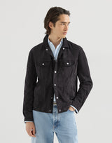 Suede four-pocket jacket in Navy Blue