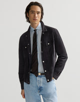 Suede four-pocket jacket in Navy Blue