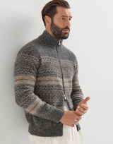 Alpaca, cashmere and wool nordic jacquard high-neck cardigan with zip