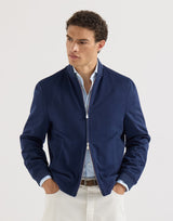 Lightweight cashmere flannel bomber jacket in royal blue