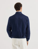 Lightweight cashmere flannel bomber jacket in royal blue