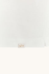 White Polo shirt in Double Mercerised cotton jersey with linen details