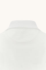 White Polo shirt in Double Mercerised cotton jersey with linen details