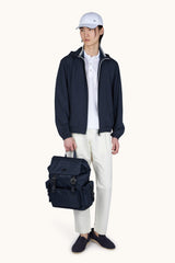 White Polo shirt in Double Mercerised cotton jersey with linen details