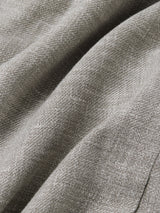 Dark Taupe and White Crossover Linen Wool and Silk Blend Jacket