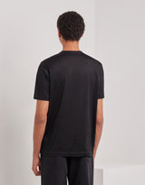 Black lisle cotton T-shirt with double collar