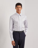 Impeccabile white and blue striped cotton regular-fit shirt