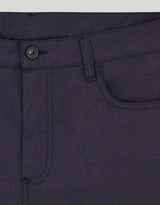 Melange blue five pocket pants in washable Impeccabile wool
