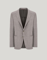 Gray wool, silk and linen blend modern-fit jacket with matting effect
