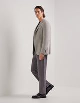 Gray wool, silk and linen blend modern-fit jacket with matting effect