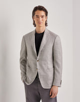Gray wool, silk and linen blend modern-fit jacket with matting effect