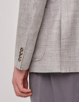 Gray wool, silk and linen blend modern-fit jacket with matting effect
