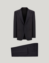 Black wool tuxedo with peak lapels