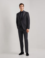 Black wool tuxedo with peak lapels