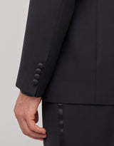 Black wool tuxedo with peak lapels