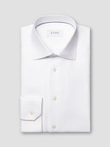 Solid Textured Twill Shirt - Slim White