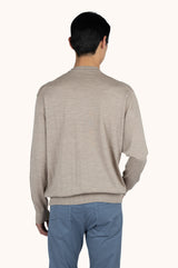 140’S superfine Merino wool crewneck sweater in Hummus