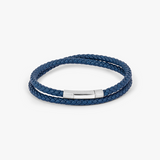 Giza Click Pelle Double Wrap Blue Leather Bracelet