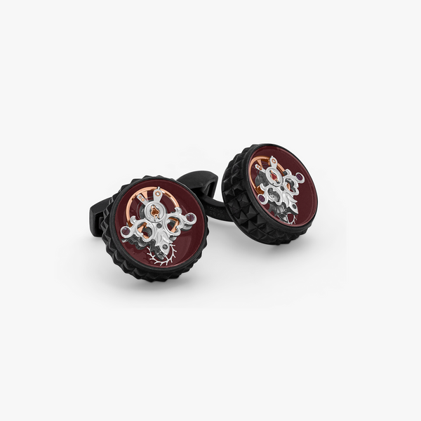 Red & Black Gear Cufflinks