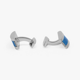 Carbon D-Shape cufflinks with Palladium Plated & blue alutex