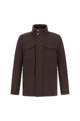 Wool and Cashmere Field Jacket in Dark Brown