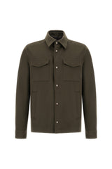 Wool and Cashmere Shirt Jacket in Verdone