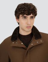 Nylon Twill Car Coat w/ Removable Fur Collar