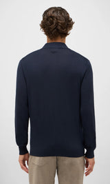 Malpensa Polo Shirt 3-Button in Pure Extra Fine Wool - Dark Navy