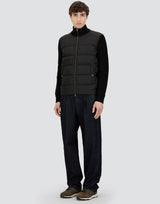 Nylon Quilted Zip Jacket w/ Knit Sleeves