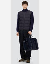 Nylon Quilted Zip Jacket w/ Knit Sleeves