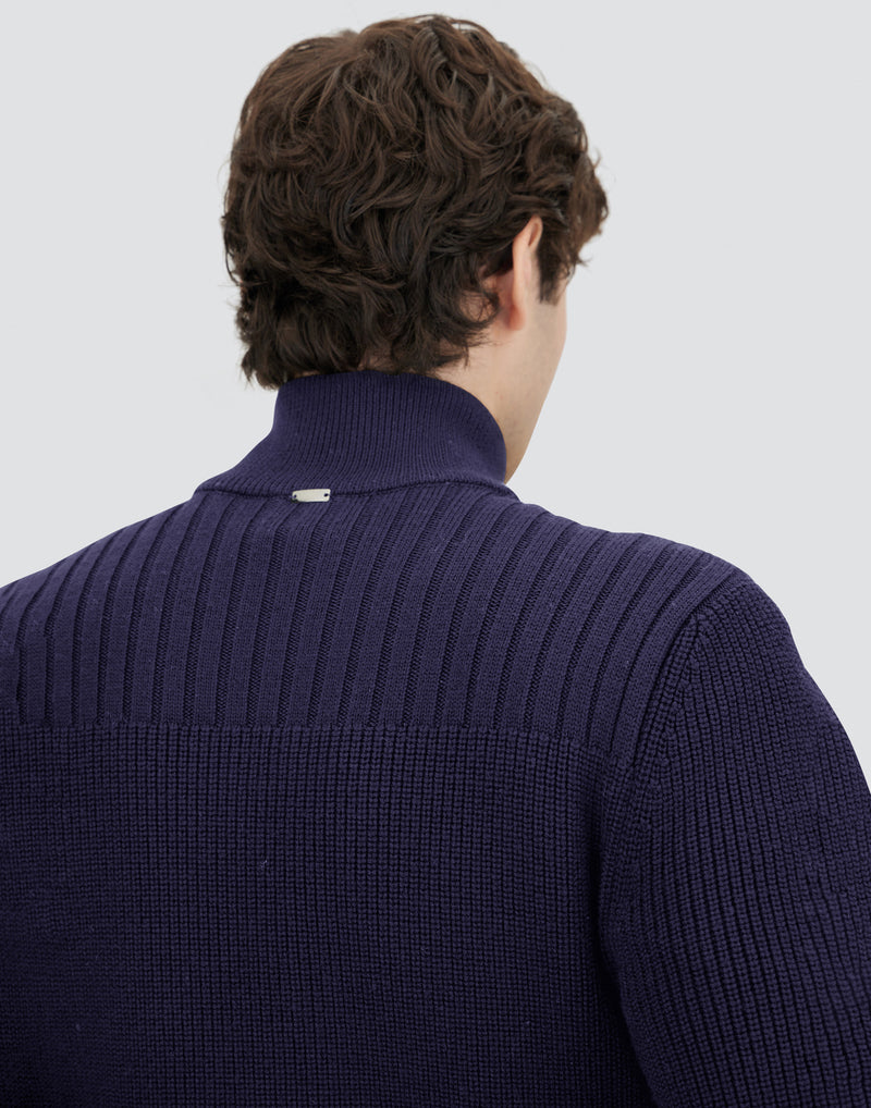 Nylon Quilted Zip Jacket w/ Knit Sleeves