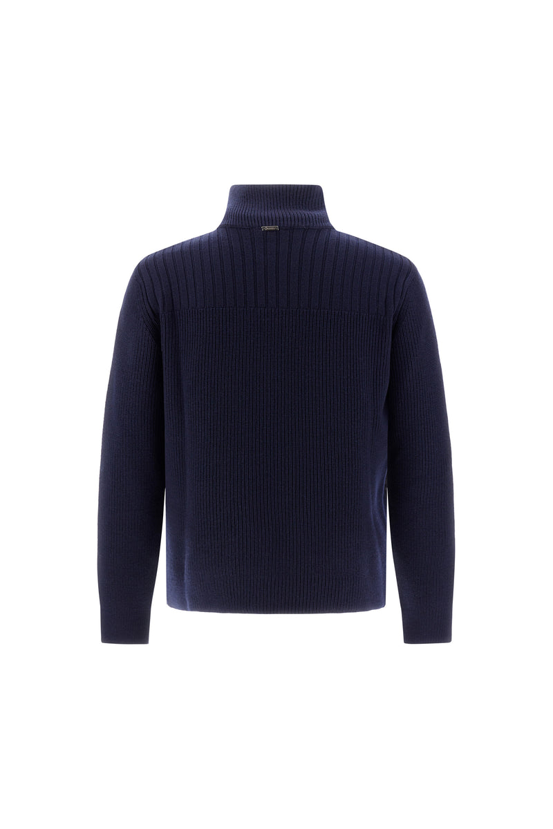 Nylon Quilted Zip Jacket w/ Knit Sleeves