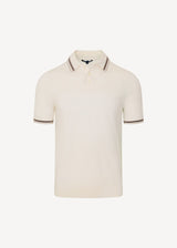 Merino Silk Tipped Polo in Snowflake