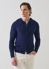 Navy Cotton Cashmere Full Zip Hoodie