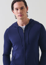 Navy Cotton Cashmere Full Zip Hoodie