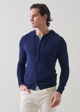 Navy Cotton Cashmere Full Zip Hoodie
