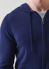 Navy Cotton Cashmere Full Zip Hoodie
